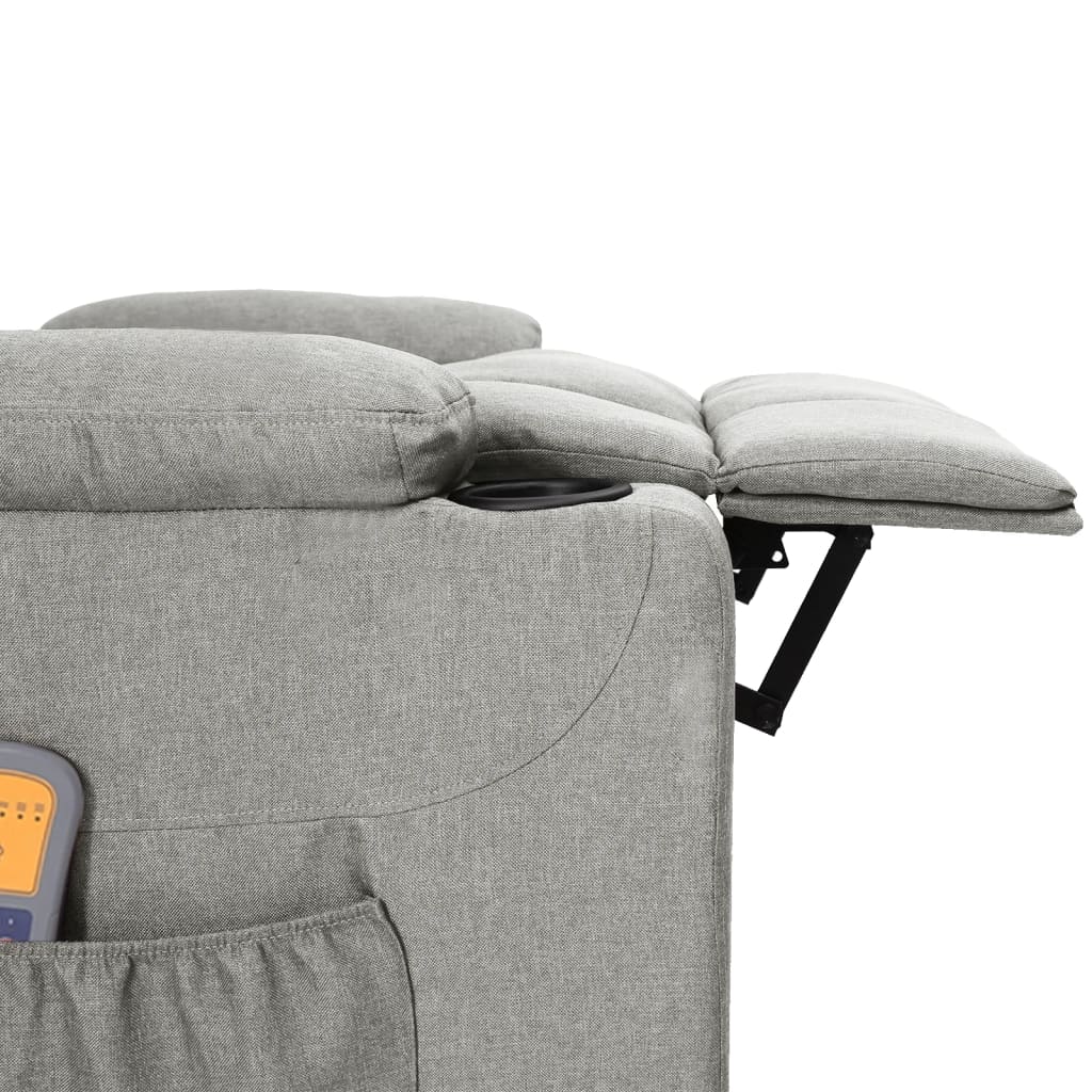 vidaXL Massagestoel elektrisch stof lichtgrijs