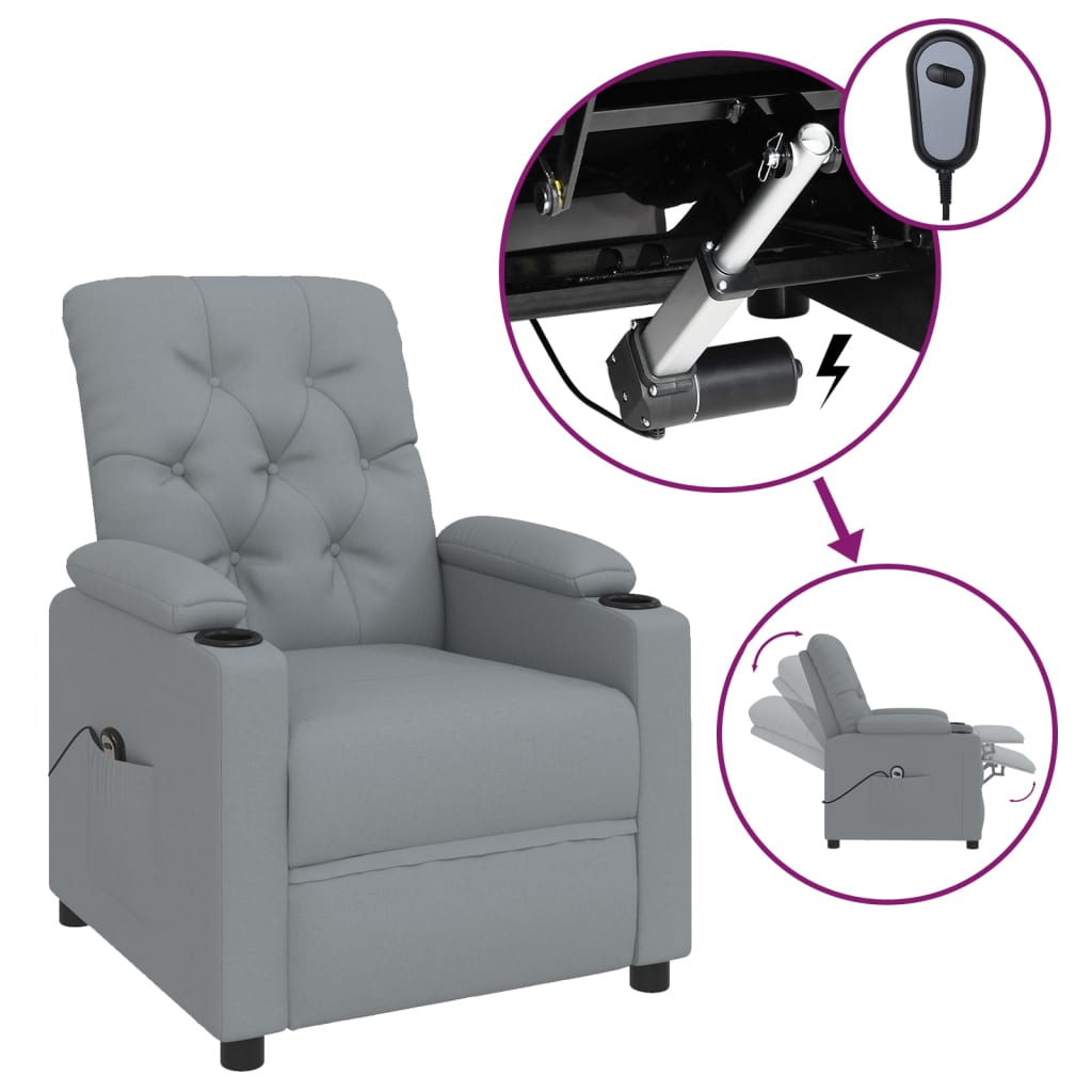 vidaXL Fauteuil elektrisch verstelbaar stof lichtgrijs