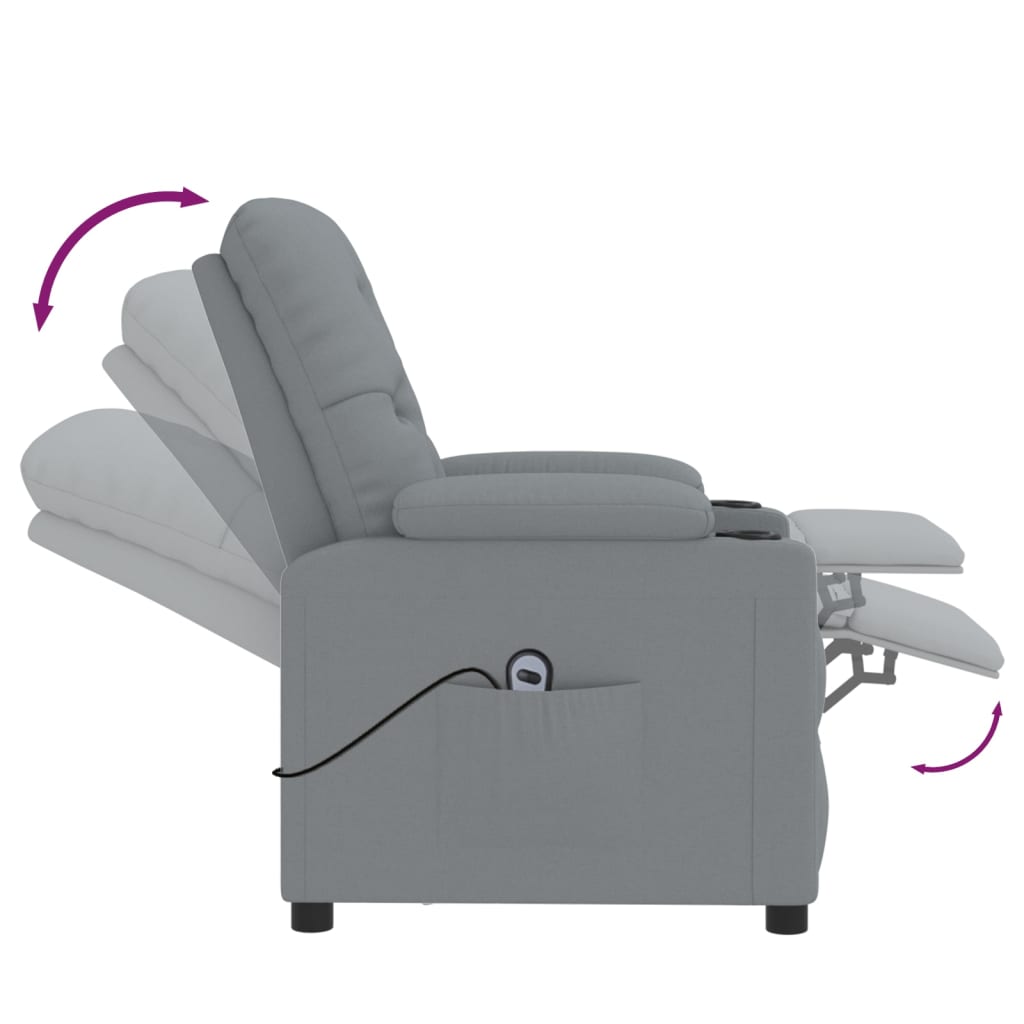 vidaXL Fauteuil elektrisch verstelbaar stof lichtgrijs