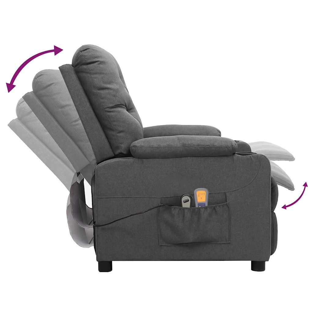 vidaXL Massagestoel elektrisch stof lichtgrijs