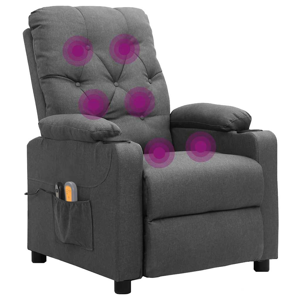 vidaXL Massagestoel elektrisch stof lichtgrijs