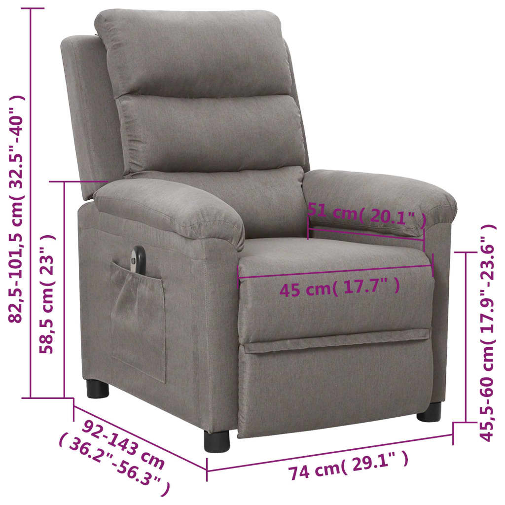 vidaXL Fauteuil elektrisch verstelbaar stof lichtgrijs