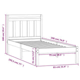 vidaXL Bedframe massief hout 75x190 cm