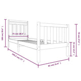vidaXL Bedframe massief hout 75x190 cm
