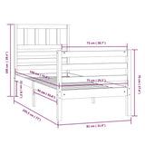 vidaXL Bedframe massief hout 75x190 cm