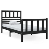 vidaXL Bedframe massief hout zwart 75x190 cm