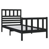 vidaXL Bedframe massief hout zwart 75x190 cm
