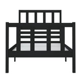 vidaXL Bedframe massief hout zwart 75x190 cm