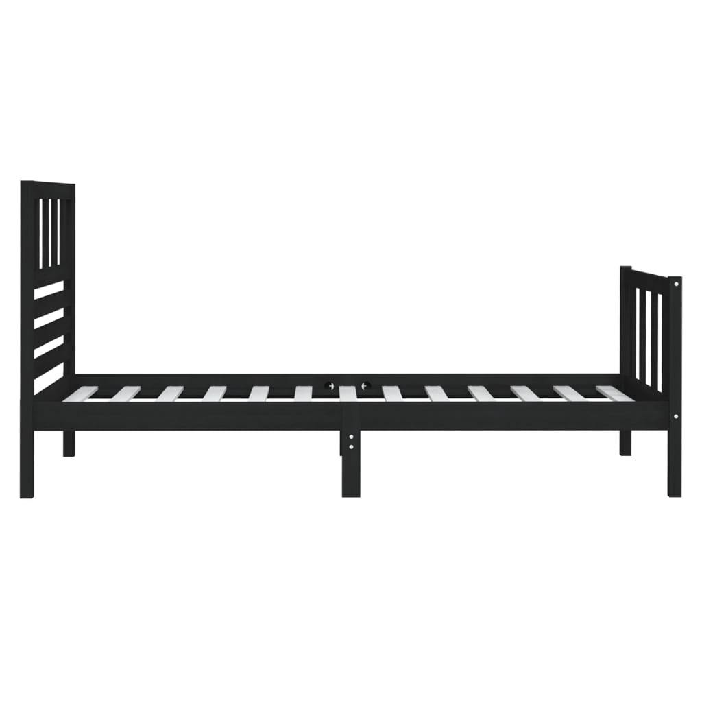 vidaXL Bedframe massief hout zwart 75x190 cm