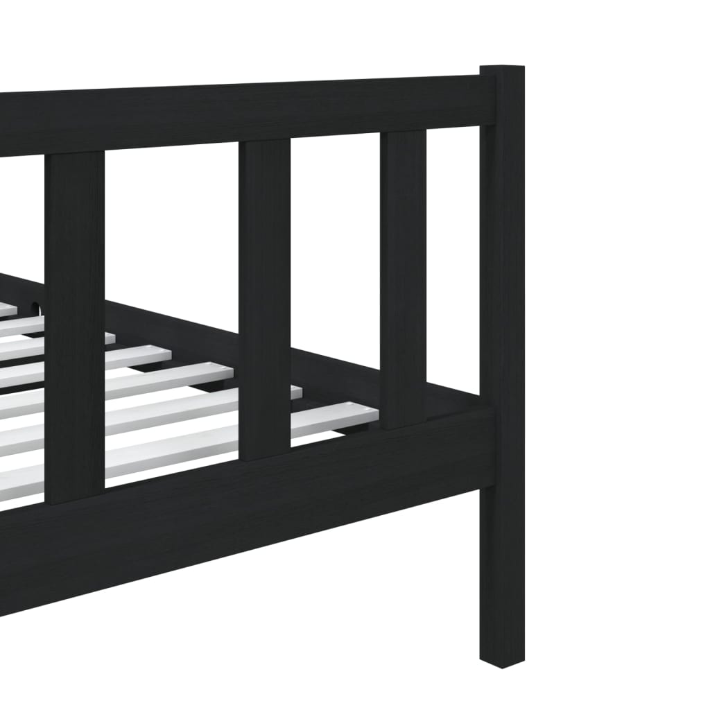 vidaXL Bedframe massief hout zwart 75x190 cm