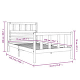 vidaXL Bedframe massief hout zwart 75x190 cm