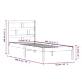 vidaXL Bed Frame Solid Wood 75x190 cm