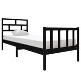 vidaXL Bed Frame Solid Pine Wood Black 75x190 cm