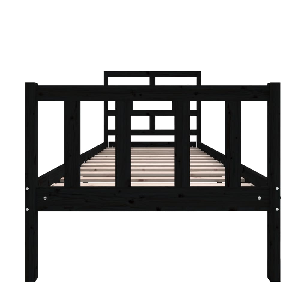 vidaXL Bed Frame Solid Pine Wood Black 75x190 cm