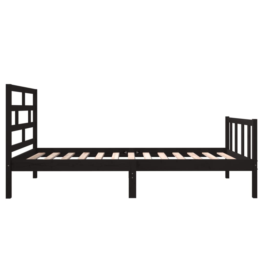 vidaXL Bed Frame Solid Pine Wood Black 75x190 cm