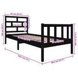 vidaXL Bed Frame Solid Pine Wood Black 75x190 cm