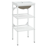 vidaXL Washbasin Frame with Integrated Sink Iron White