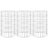 vidaXL Gabion Planters 3 pcs Round Raised Ø30x50 cm Steel