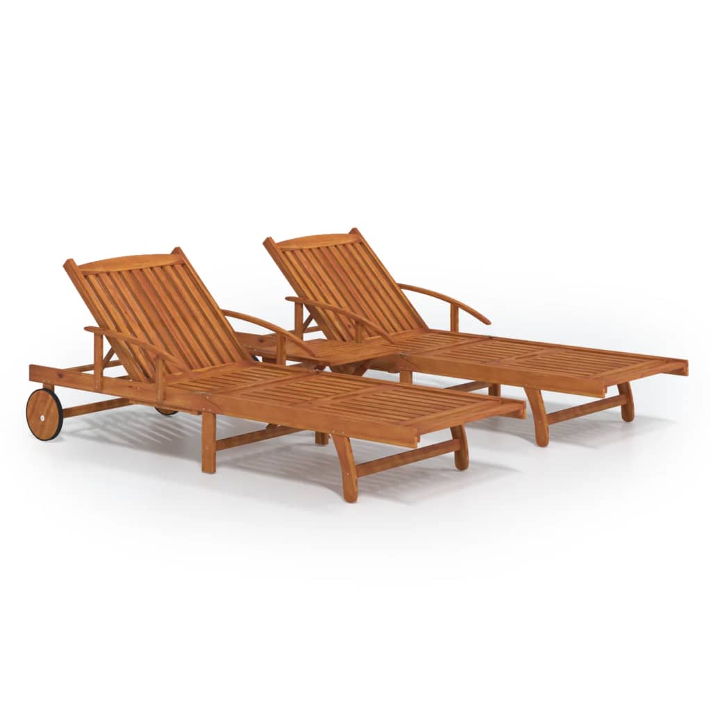 vidaXL Sun Lounger Set with Table Solid Acacia Wood