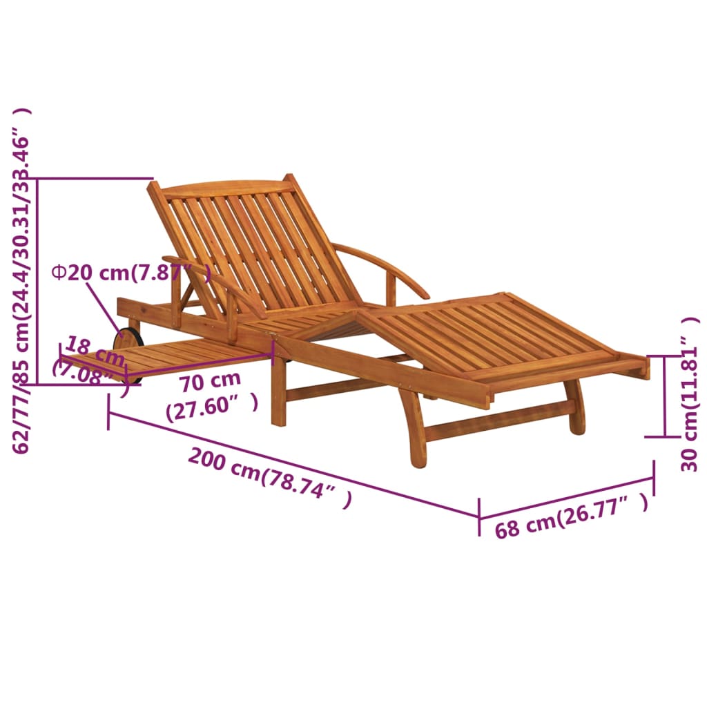 vidaXL Sun Lounger Set with Table Solid Acacia Wood