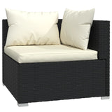 vidaXL Ensemble de salon 5 personnes avec coussins en poly rotin noir