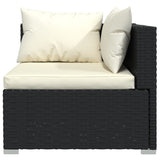 vidaXL Ensemble de salon 5 personnes avec coussins en poly rotin noir