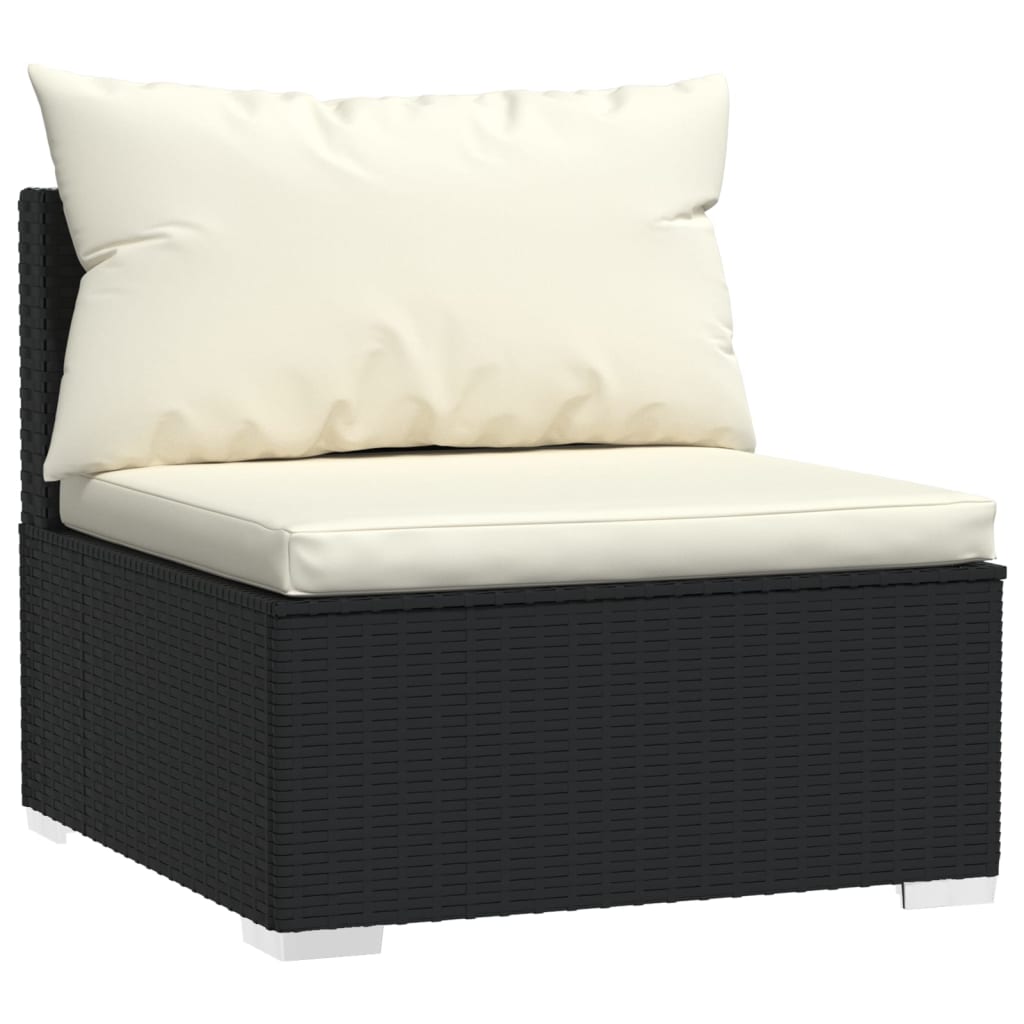 vidaXL Ensemble de salon 5 personnes avec coussins en poly rotin noir