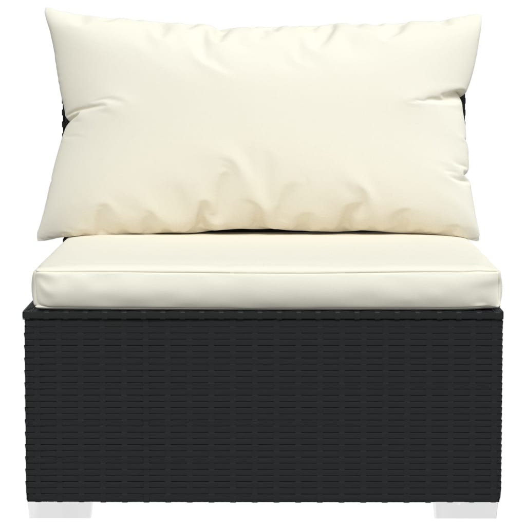 vidaXL Ensemble de salon 5 personnes avec coussins en poly rotin noir