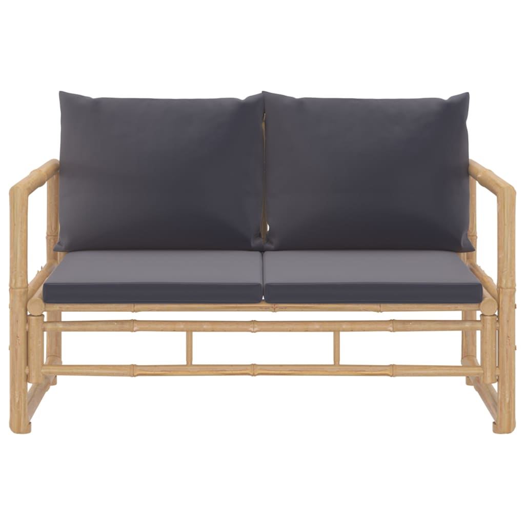 vidaXL 2-delige Loungeset met kussens bamboe donkergrijs