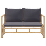 vidaXL 2-delige Loungeset met kussens bamboe donkergrijs