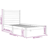 vidaXL Bedframe massief grenenhout zwart 75x190 cm