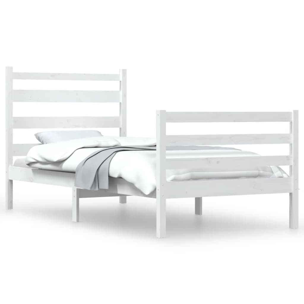 vidaXL Bed frame solid pine wood white 100x200 cm