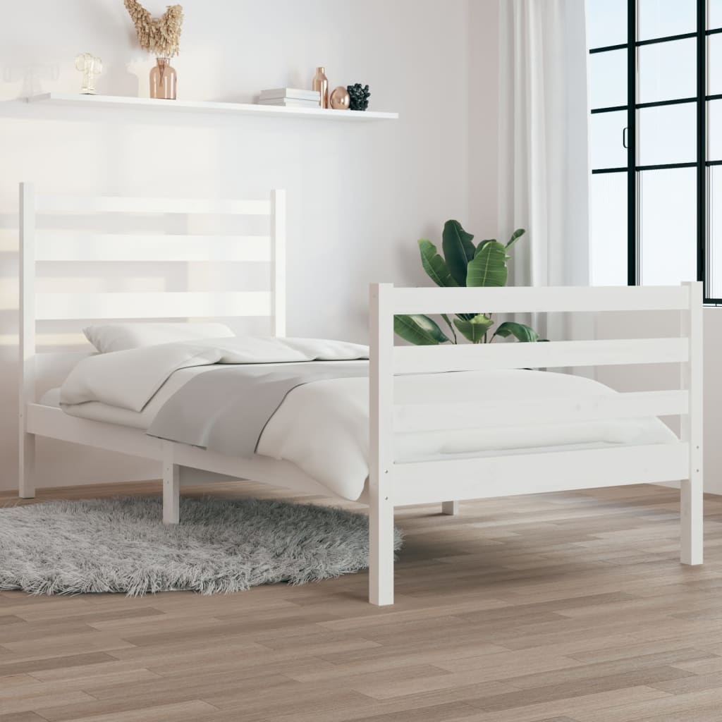 vidaXL Bed frame solid pine wood white 100x200 cm