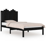 vidaXL Cadre de lit massif vert grenenhout noir 75x190 cm