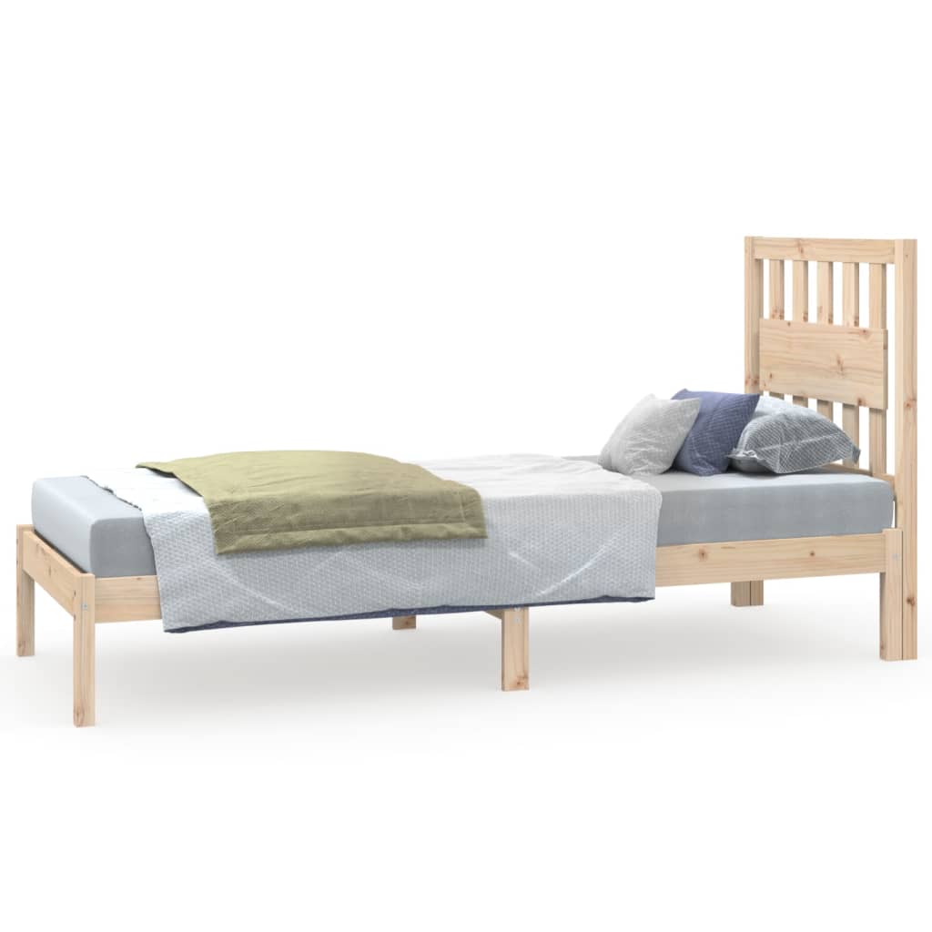 vidaXL Bedframe massief grenenhout zwart 75x190 cm