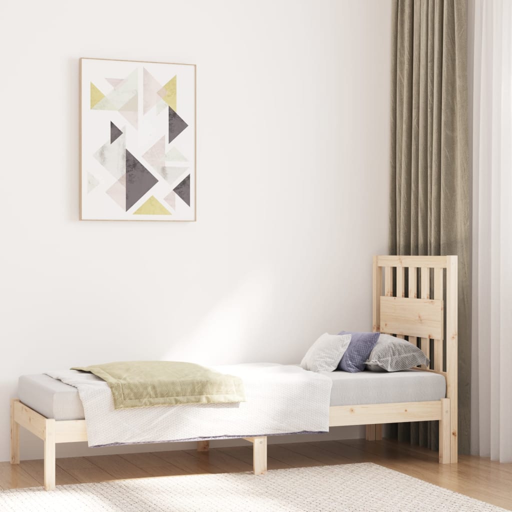 vidaXL Bedframe massief grenenhout zwart 75x190 cm