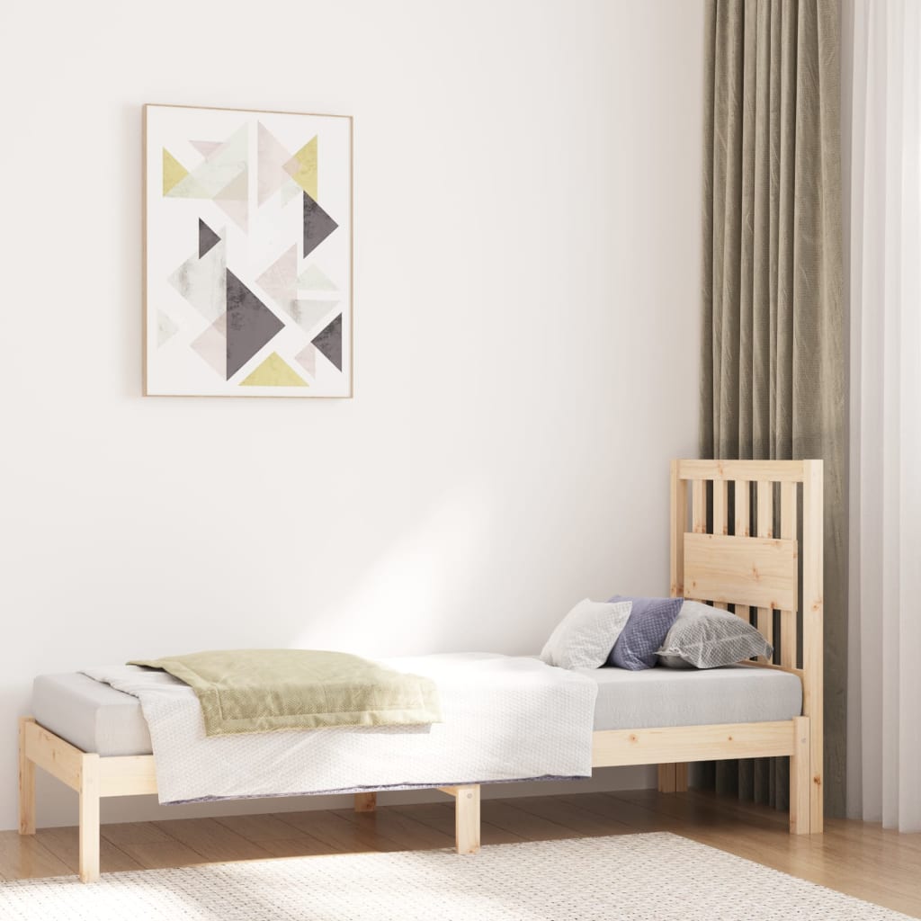vidaXL Bedframe massief grenenhout zwart 75x190 cm