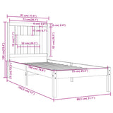 vidaXL Bed frame solid wood black 75x190 cm