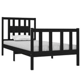 vidaXL Bed frame solid wood black 75x190 cm