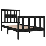 vidaXL Bed frame solid wood black 75x190 cm