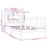 vidaXL Bed frame solid wood black 75x190 cm