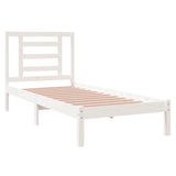 vidaXL Bedframe massief hout wit 75x190 cm
