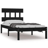 vidaXL Bed frame solid wood black 75x190 cm