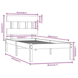 vidaXL Bed frame solid wood black 75x190 cm