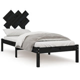 vidaXL Bed frame solid wood black 75x190 cm
