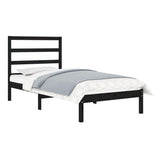vidaXL Bed frame solid wood black 75x190 cm
