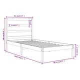 vidaXL Bed frame solid wood black 75x190 cm