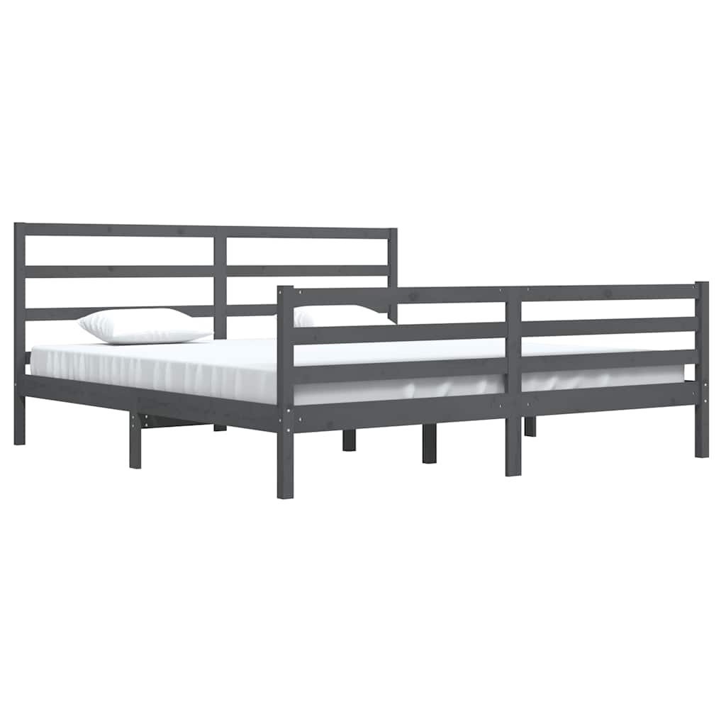 vidaXL Bed Frame Solid Pine Wood Grey 200x200 cm