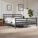 vidaXL Bed Frame Solid Pine Wood Grey 200x200 cm