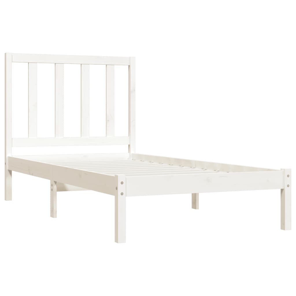 vidaXL Bedframe massief grenenhout wit 75x190 cm